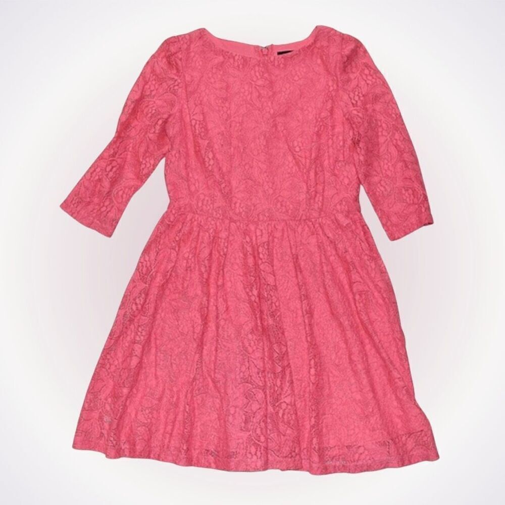 Topshop pink floral lace fit and flare knee length dress | Sz 6